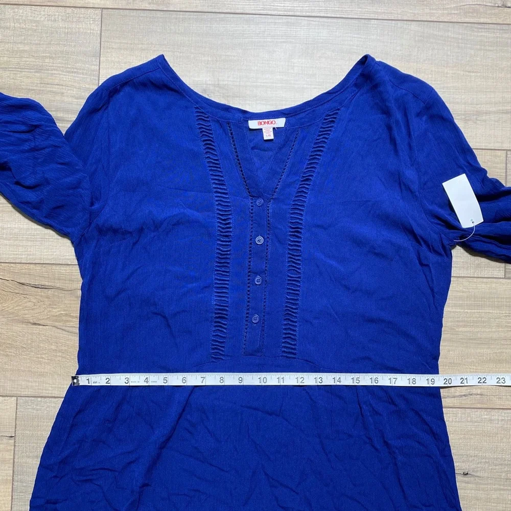 BONGO Girls Juniors Boho‎ 3/4 Sleeve Drop Waist Dress Size Large Navy Blue